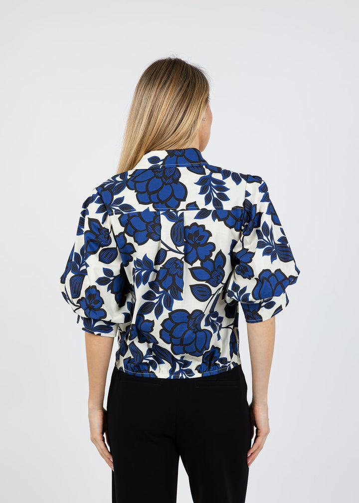 Finley Bomba Shirt in Navy Roses available at Barbara Katz