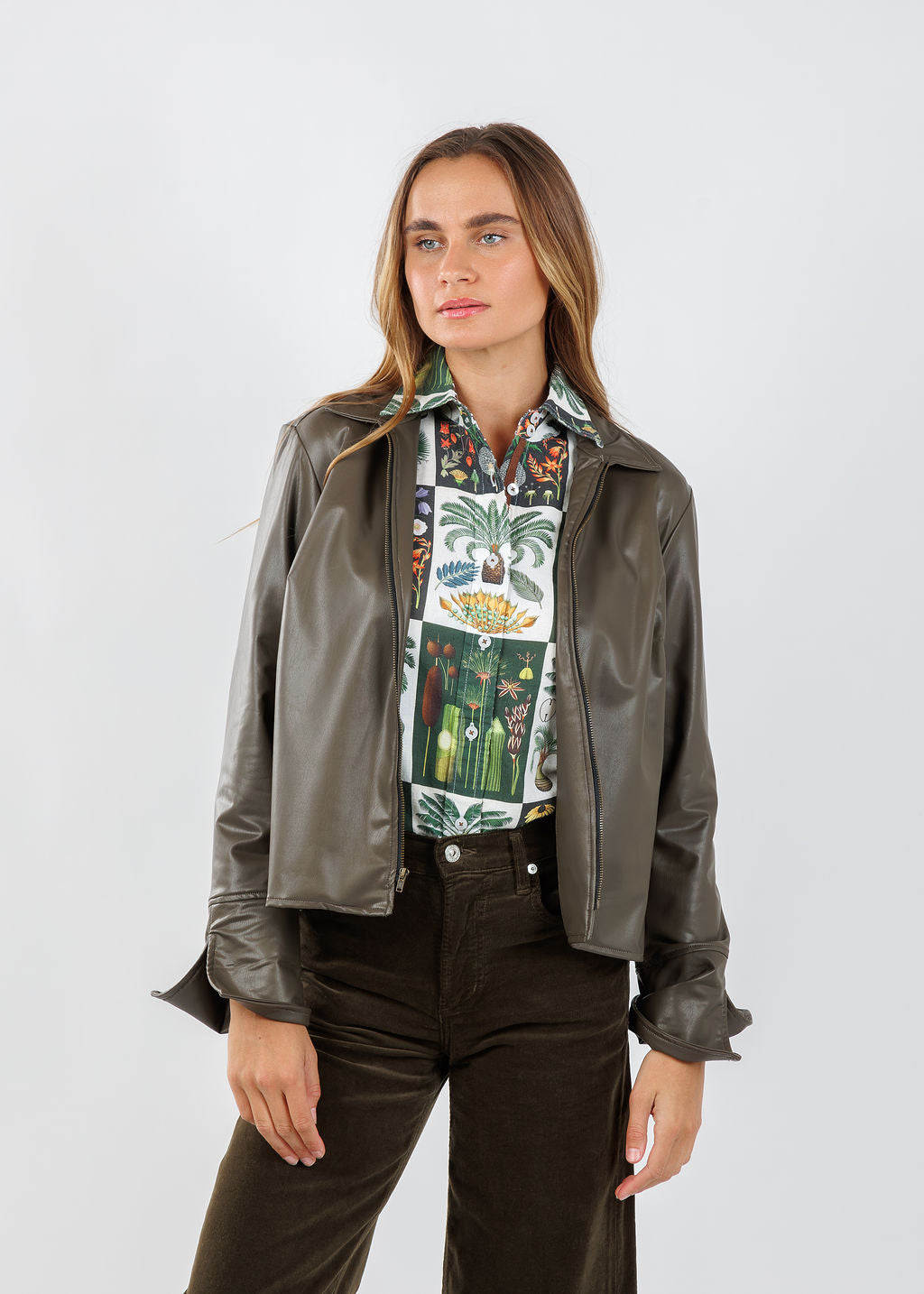 Finley Campbell Zipper Vegan Jacket in Mousse available at Barbara Katz