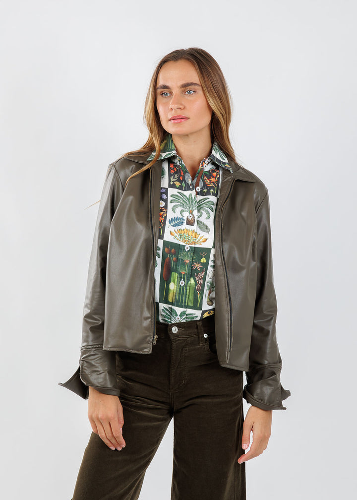 Finley Campbell Zipper Vegan Jacket in Mousse available at Barbara Katz