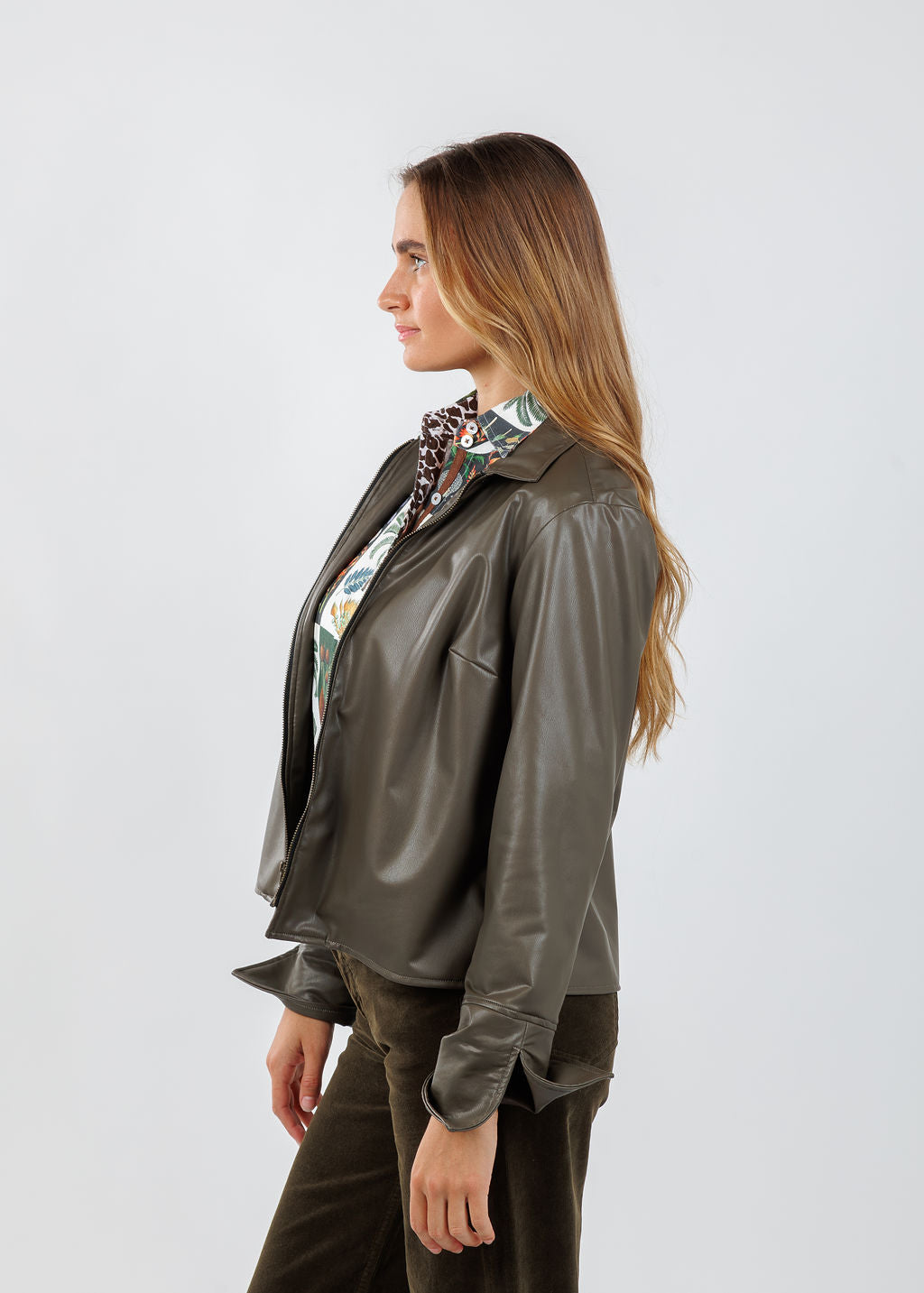 Finley Campbell Zipper Vegan Jacket in Mousse available at Barbara Katz