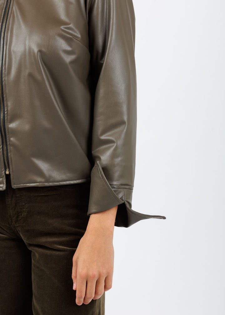 Finley Campbell Zipper Vegan Jacket in Mousse available at Barbara Katz