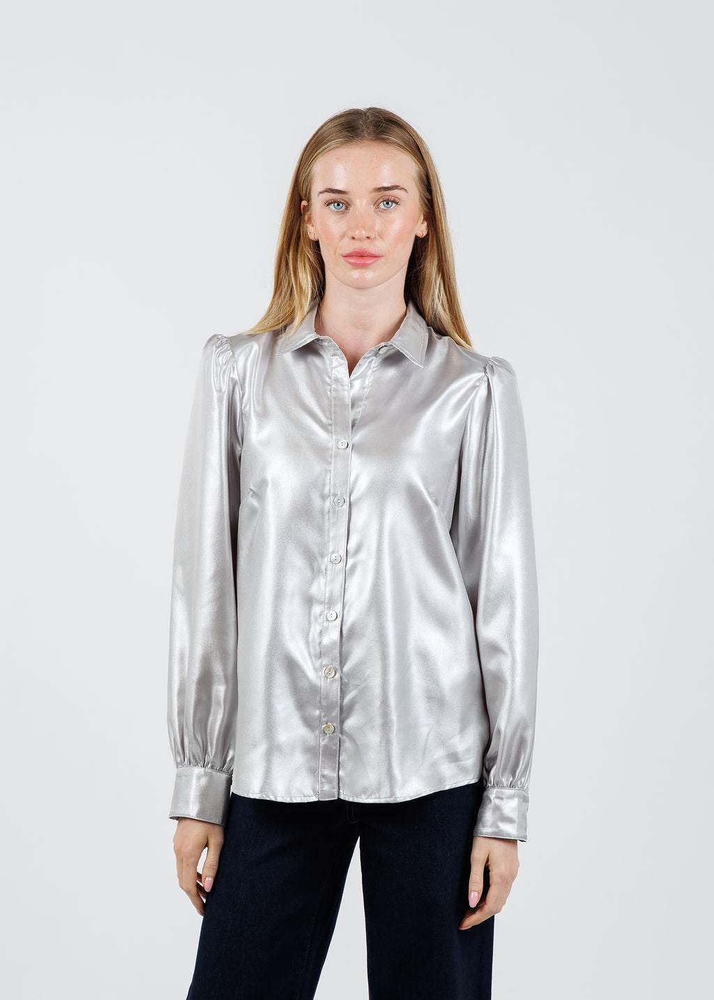Finley Collette Shirt in Silver available at Barbara Katz