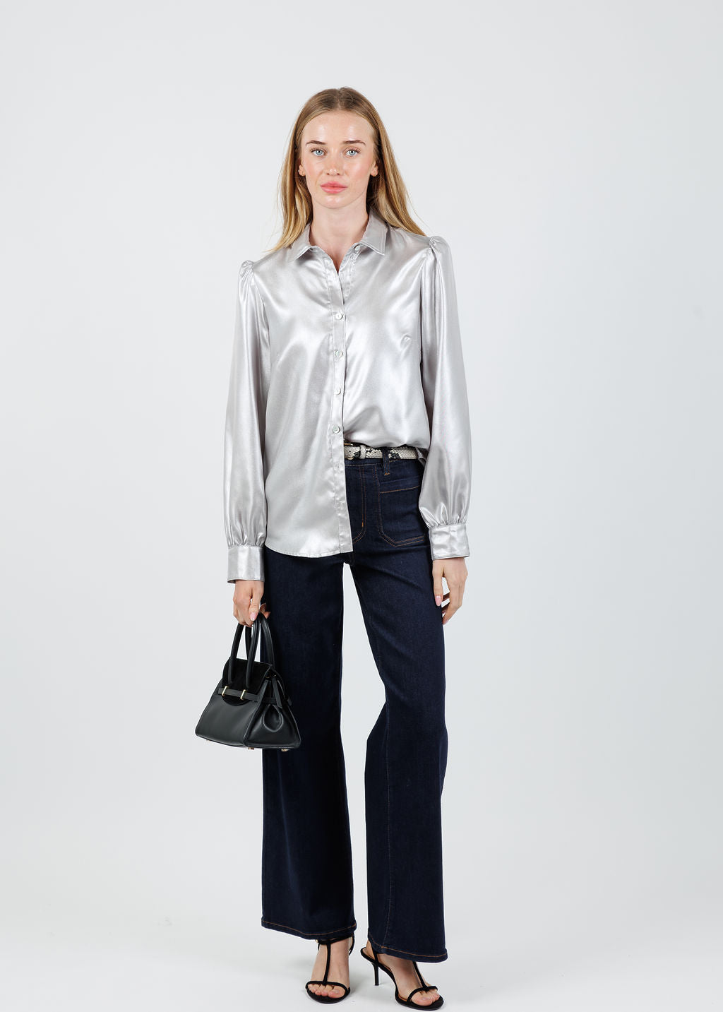 Finley Collette Shirt in Silver available at Barbara Katz
