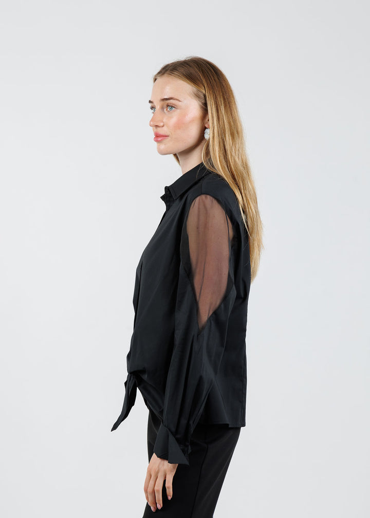 Finley Lindy Organza Combo Shirt in Black available at Barbara Katz