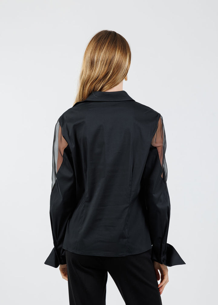Finley Lindy Organza Combo Shirt in Black available at Barbara Katz