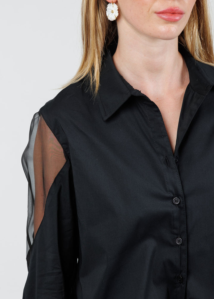 Finley Lindy Organza Combo Shirt in Black available at Barbara Katz