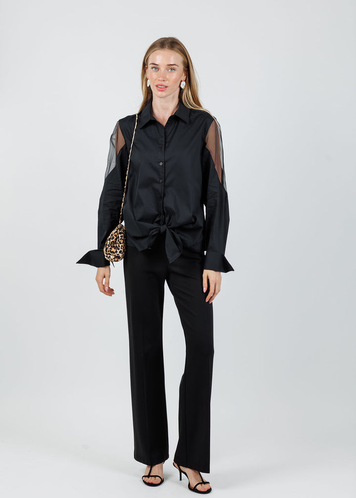Finley Lindy Organza Combo Shirt in Black available at Barbara Katz