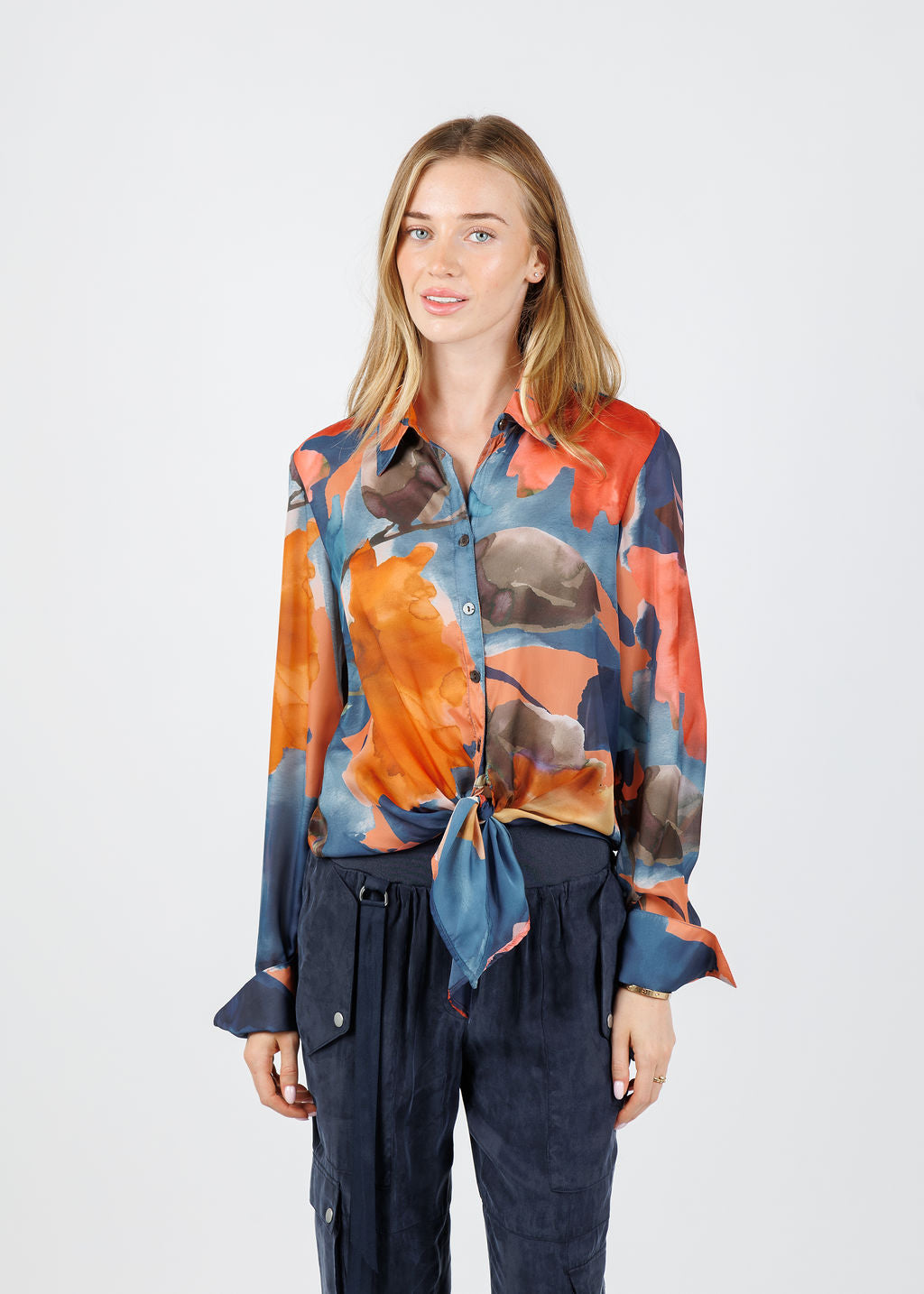 Finley Lindy Sunset Shirt in Orange/Multi available at Barbara Katz
