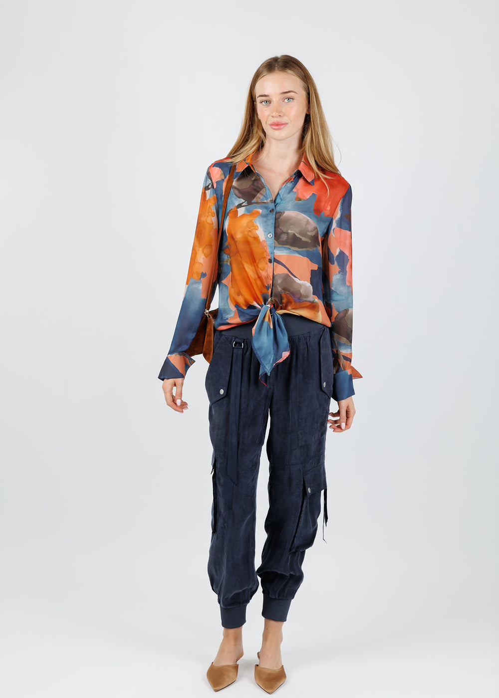 Finley Lindy Sunset Shirt in Orange/Multi available at Barbara Katz