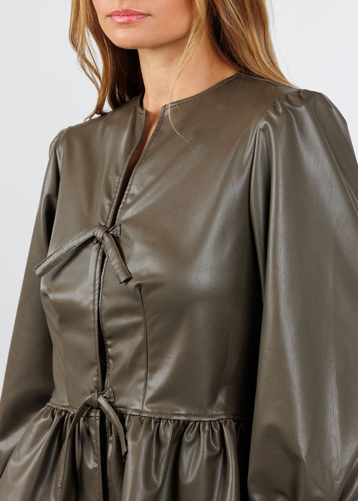 Finley Luna Vegan Leather Top in Mousse available at Barbara Katz