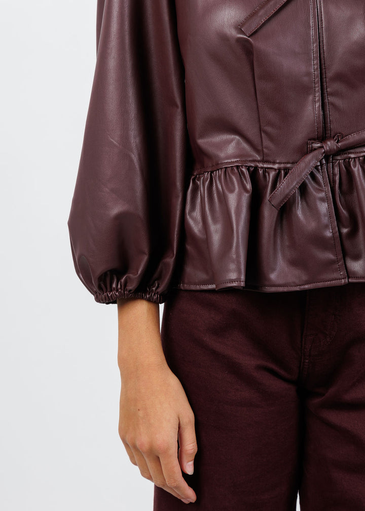 Finley Luna Vegan Leather Top in Wine available at Barbara Katz