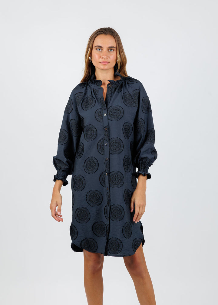 Finley Mallory Medallion Dress in Navy/Black available at Barbara Katz