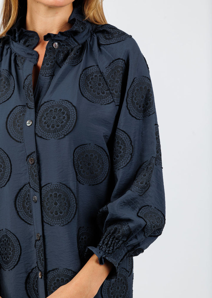 Finley Mallory Medallion Dress in Navy/Black available at Barbara Katz