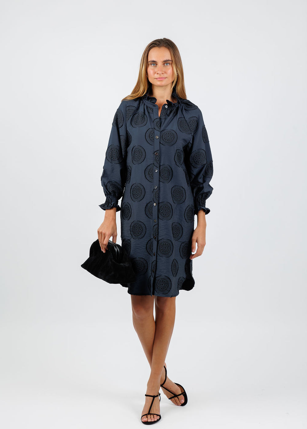 Finley Mallory Medallion Dress in Navy/Black available at Barbara Katz