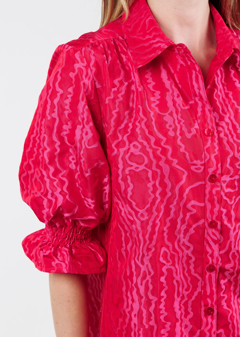 Finley Miller Jacquard Dress in Pink available at Barbara Katz