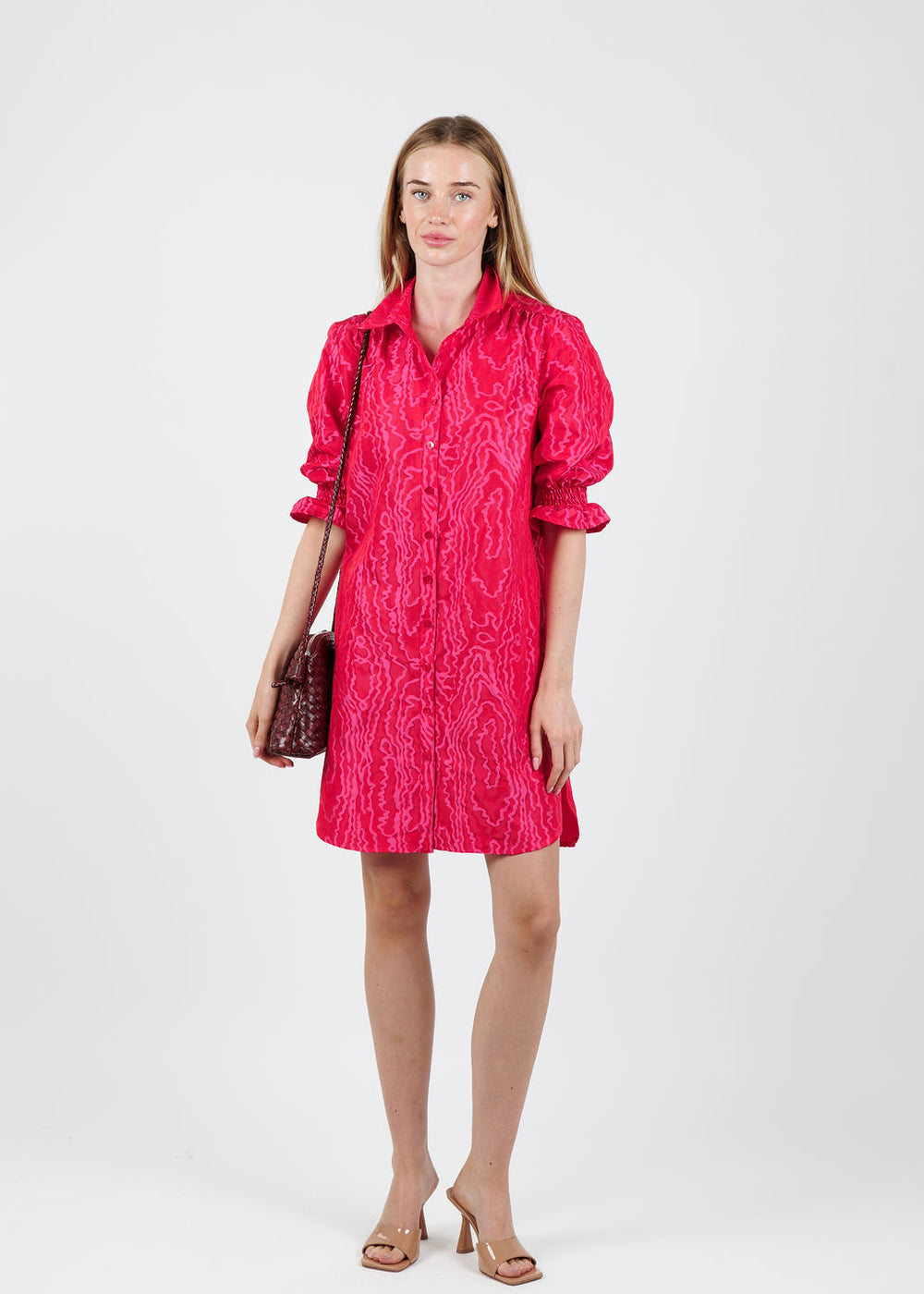 Finley Miller Jacquard Dress in Pink available at Barbara Katz