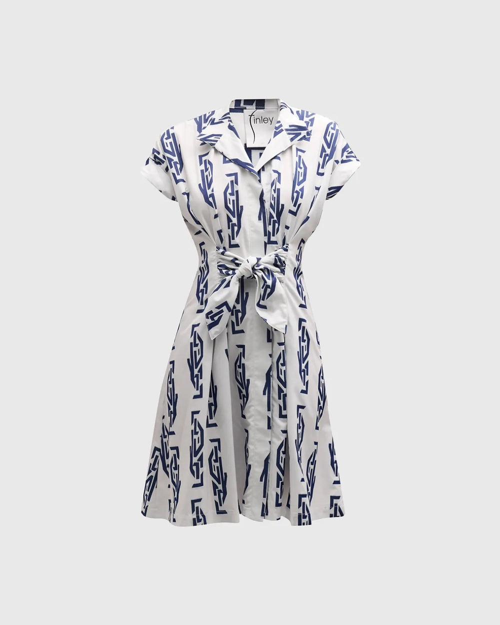 Finley Rocky Tie-Waist Geometric Jacquard Midi Dress