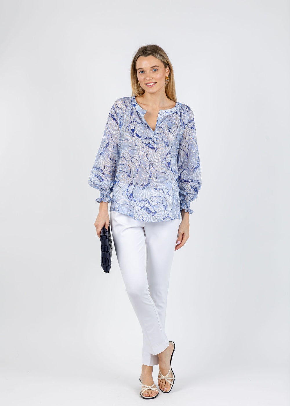 Finley Sophie Sea Spray Top in Blue/White available at Barbara Katz