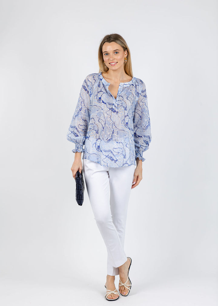 Finley Sophie Sea Spray Top in Blue/White available at Barbara Katz