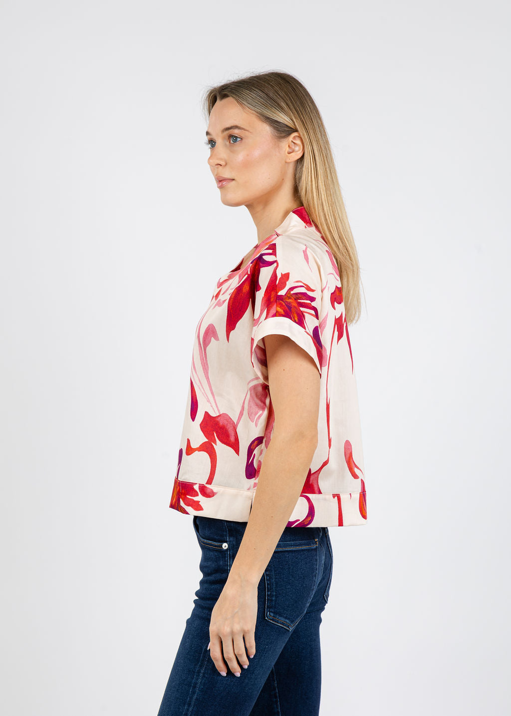Finley Suki Popover Top in Kyoto Floral available at Barbara Katz