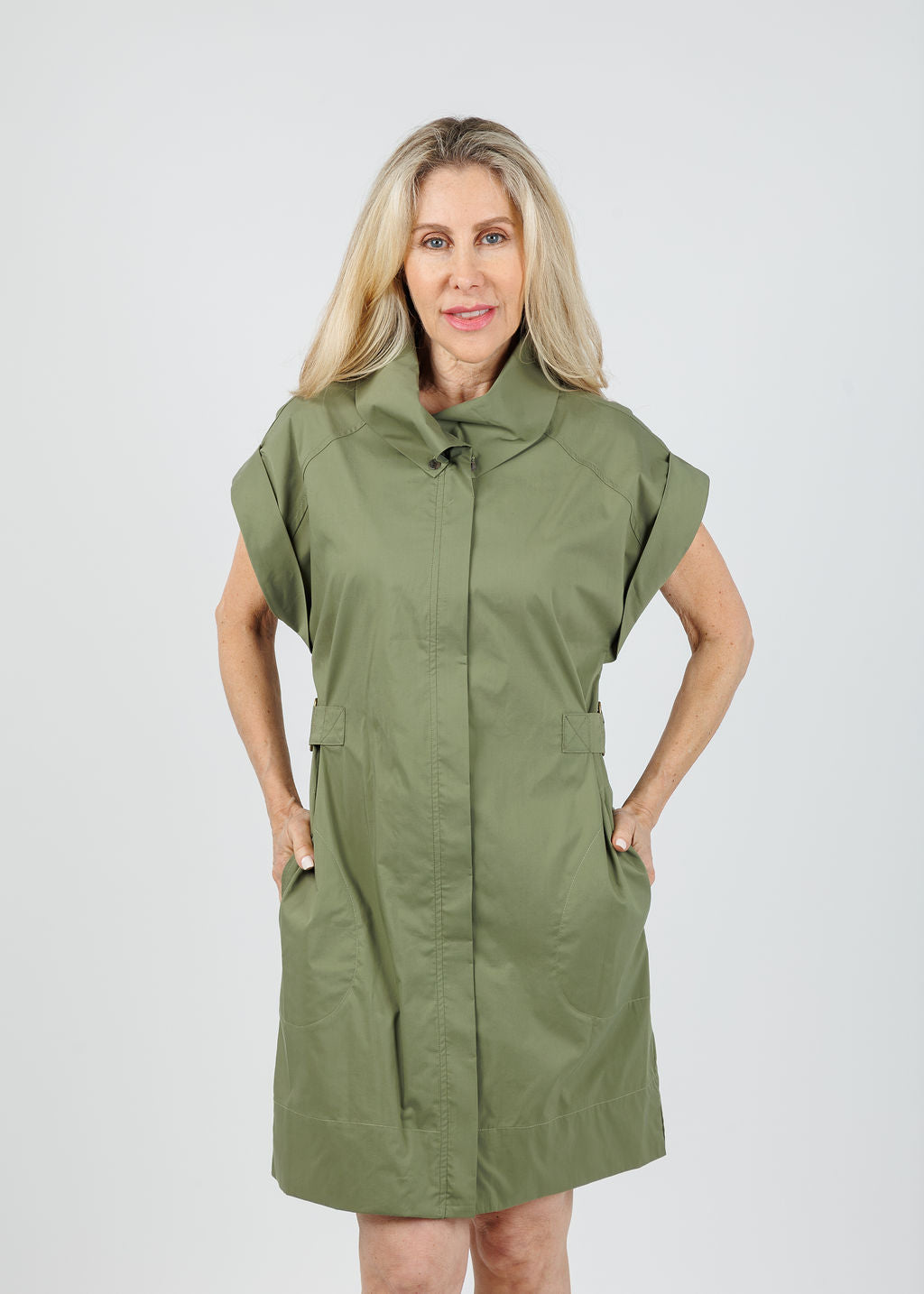 Finley Bari Weathercloth Dress in Sage available at Barbara Katz