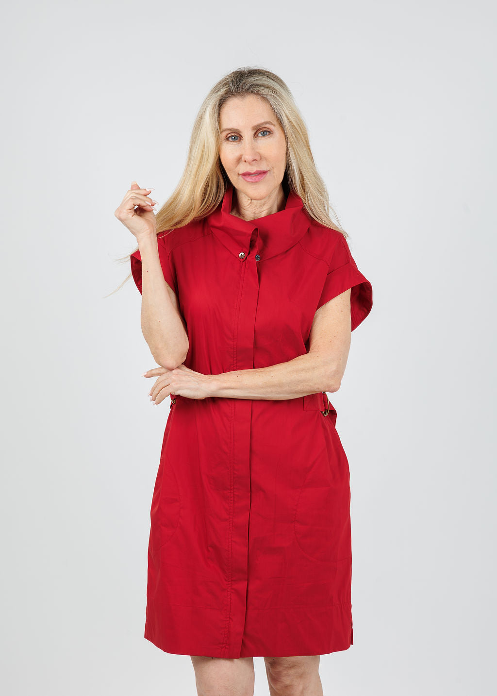 Finley Bari Weathercloth Dress in Spicy Red available at Barbara Katz