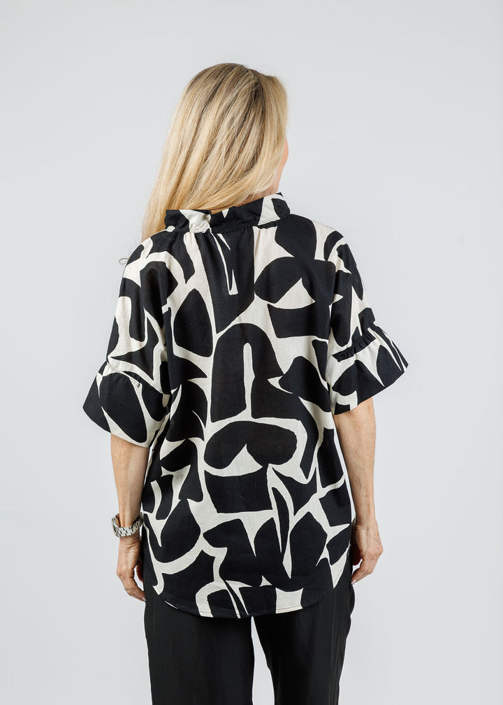Finley Crosby Puzzle Print Top in Natural/Black available at Barbara Katz