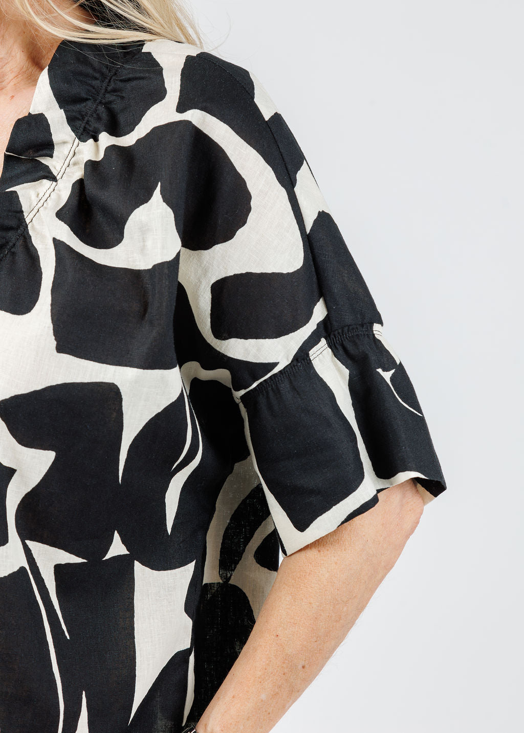 Finley Crosby Puzzle Print Top in Natural/Black available at Barbara Katz
