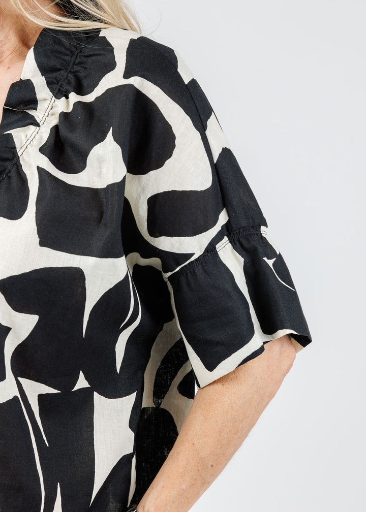 Finley Crosby Puzzle Print Top in Natural/Black available at Barbara Katz