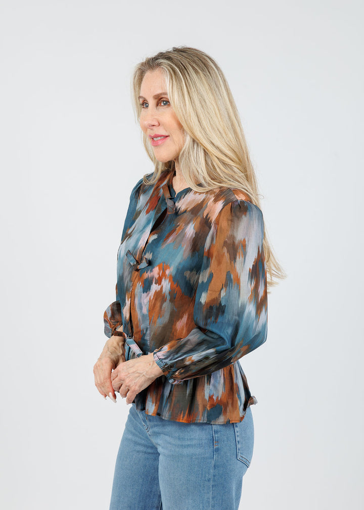 Finley Luna Autumn Top in Teal/Brown available at Barbara Katz
