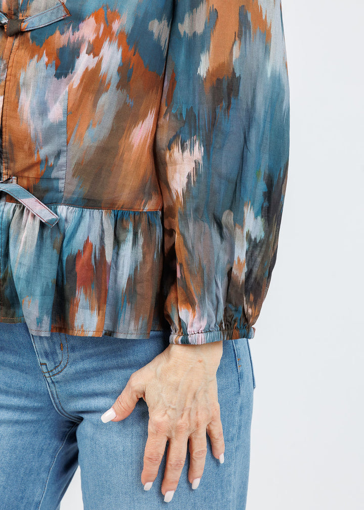 Finley Luna Autumn Top in Teal/Brown available at Barbara Katz