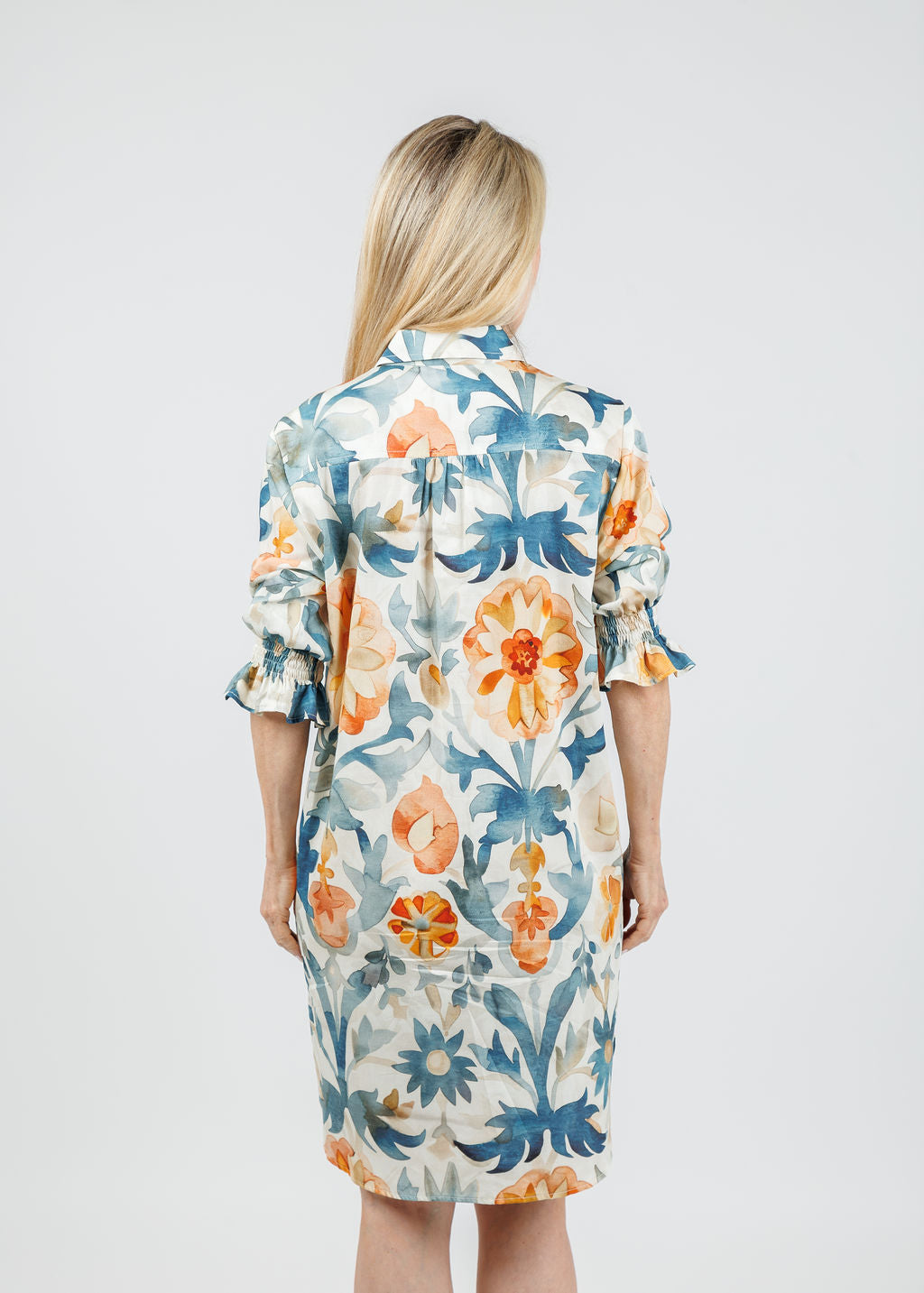 Finley Miller Terra Floral Dress in Natural/Teal available at Barbara Katz