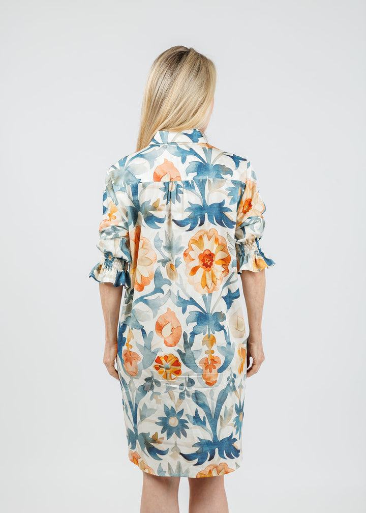 Finley Miller Terra Floral Dress in Natural/Teal available at Barbara Katz