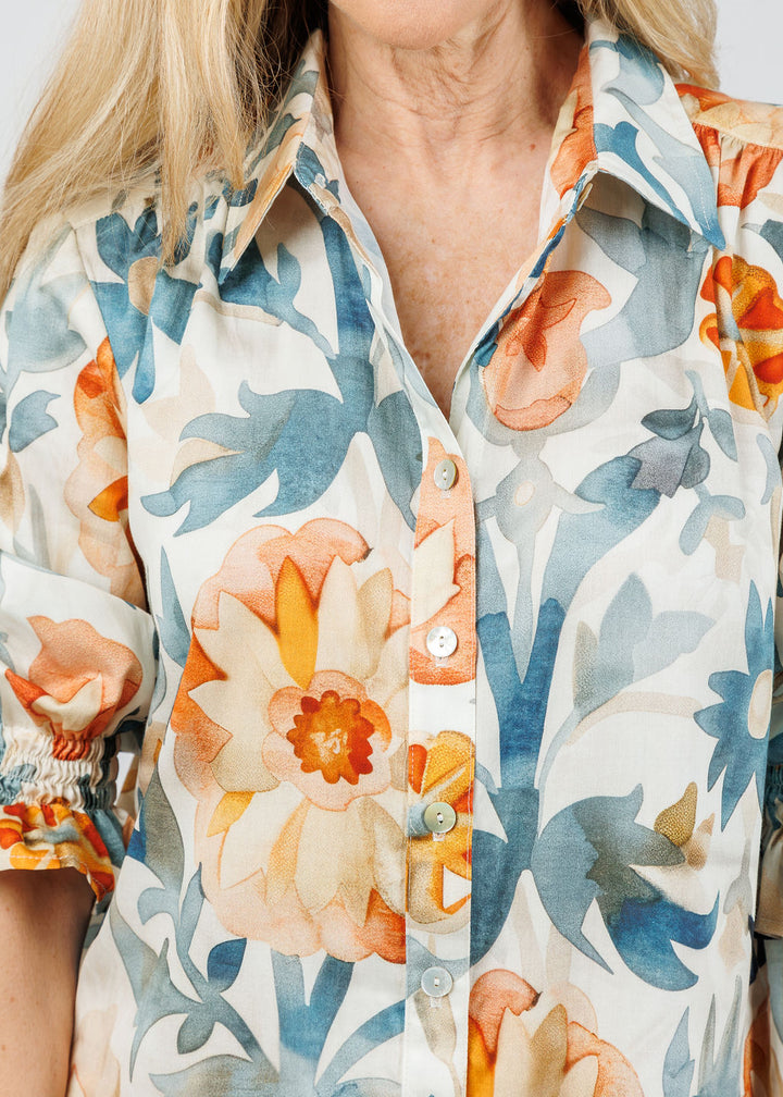 Finley Miller Terra Floral Dress in Natural/Teal available at Barbara Katz
