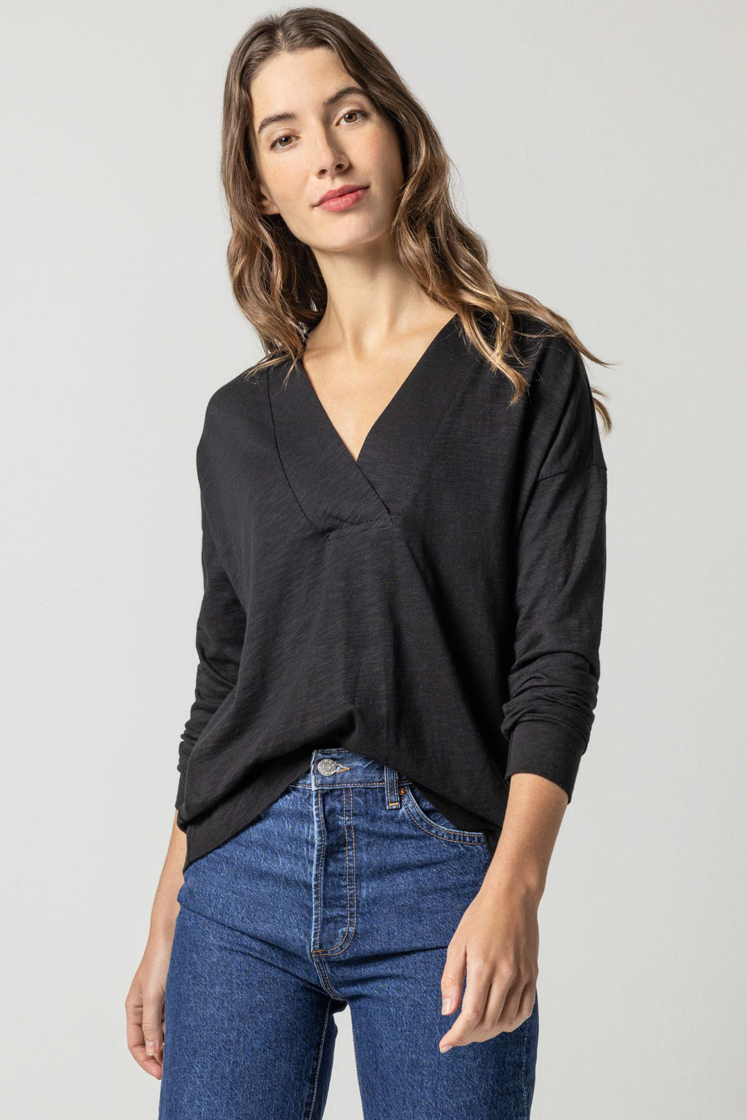 Flame Modal Tapered Trim V-Neck Tee