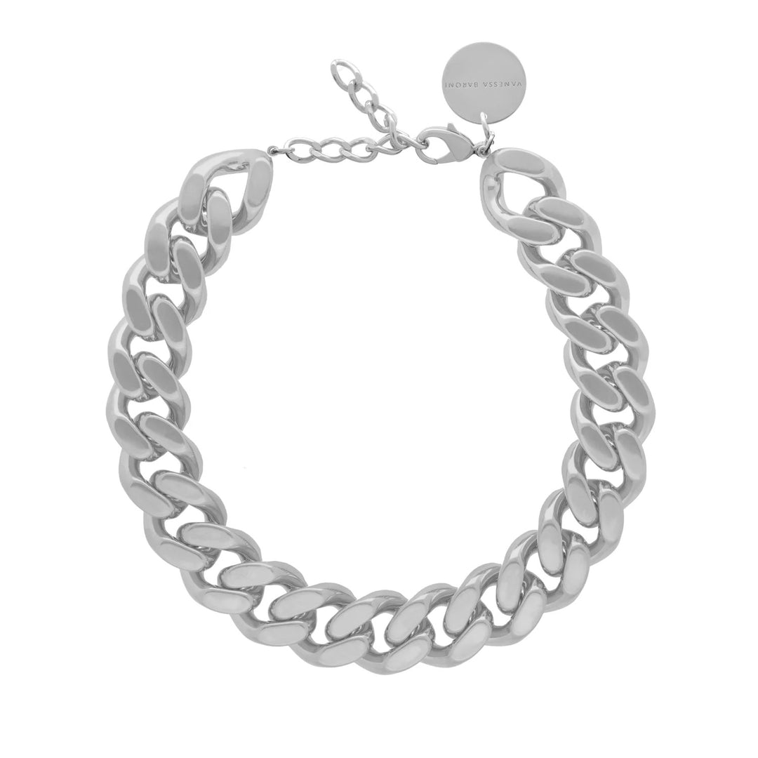 VANESSA BARONI Flat Chain Necklace - Silver Vintage