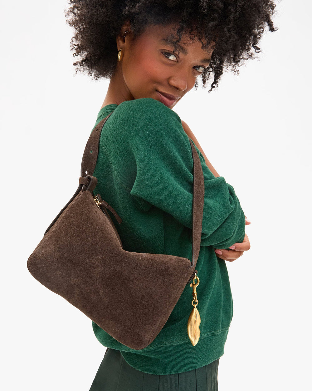Clare V Fleurine Bag in Chocolate Suede available at Barbara Katz