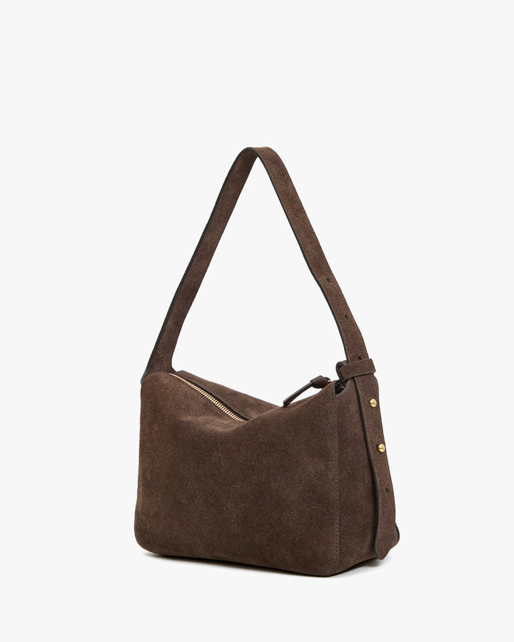 Clare V Fleurine Bag in Chocolate Suede available at Barbara Katz