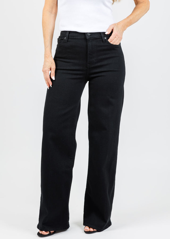 Frame Le Slim Palazzo Jeans in Black available at Barbara Katz