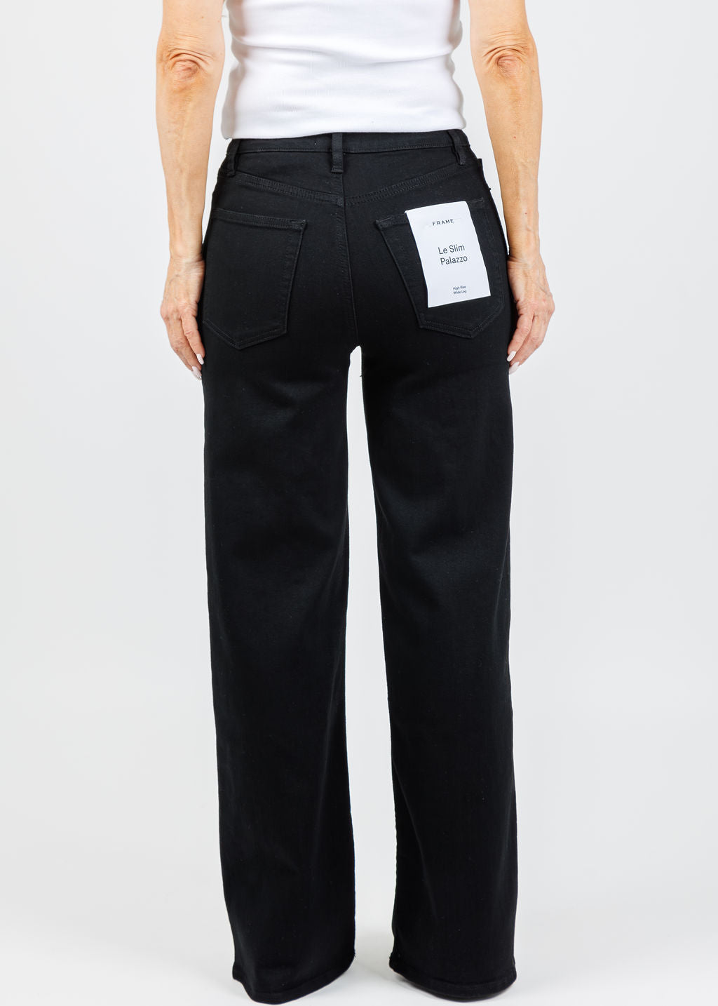Frame Le Slim Palazzo Jeans in Black available at Barbara Katz