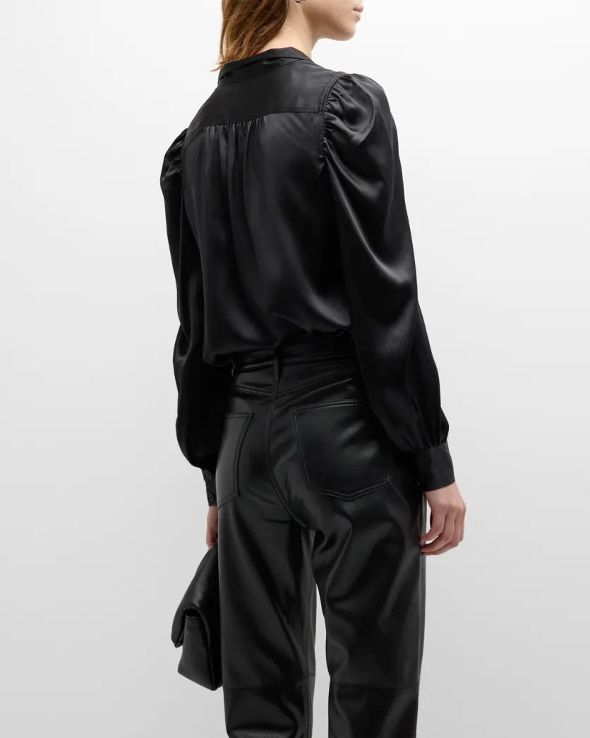 Frame Long Sleeve Gillian Top - Black