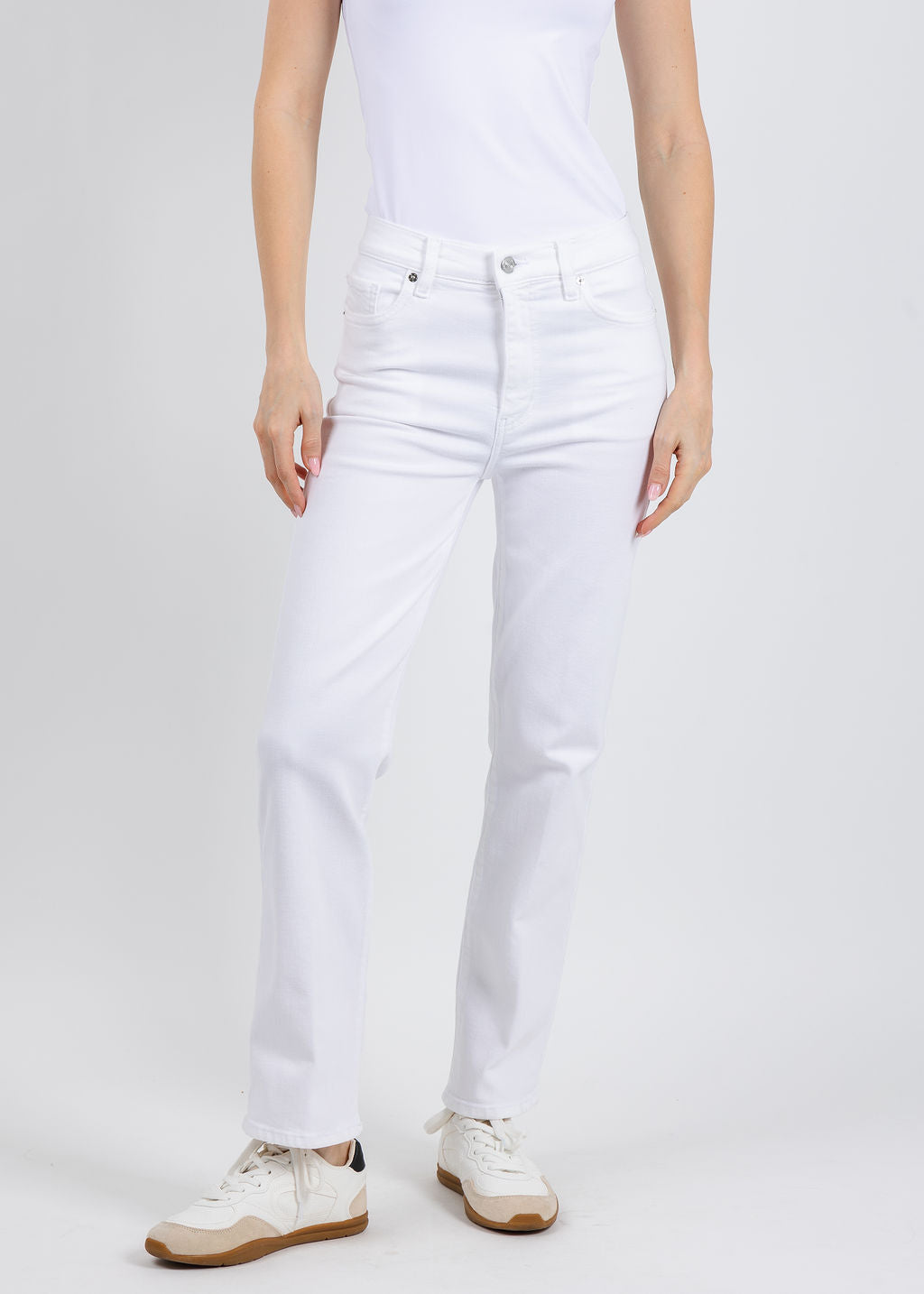 Frame Le Sleek Straight Jeans in White available at Barbara Katz