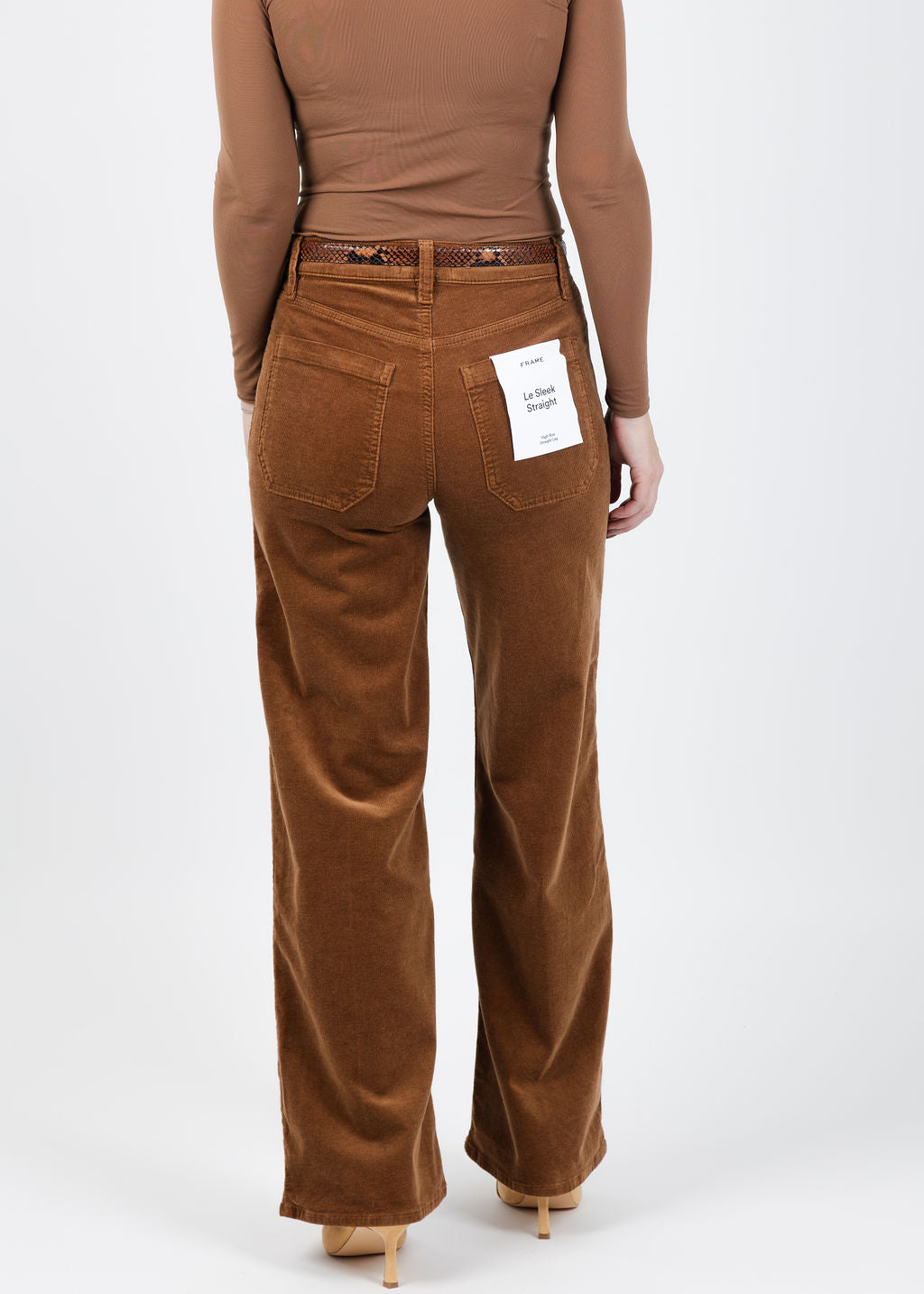 Frame Le Slim Palazzo Modernist Pocket Corduroy in Maple Brown available at Barbara Katz