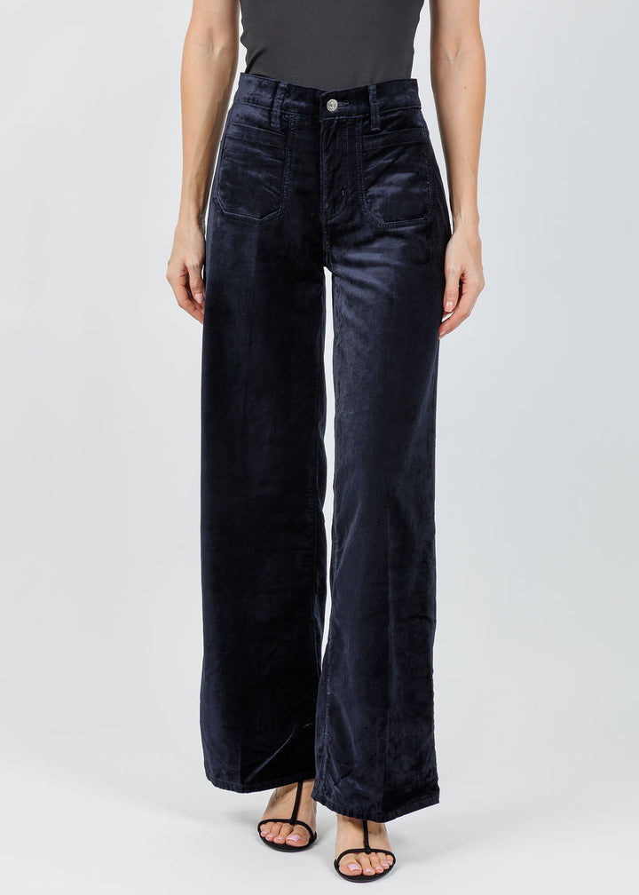 Frame Le Slim Palazzo Modernist Pocket Jeans in Navy Velvet available at Barbara Katz