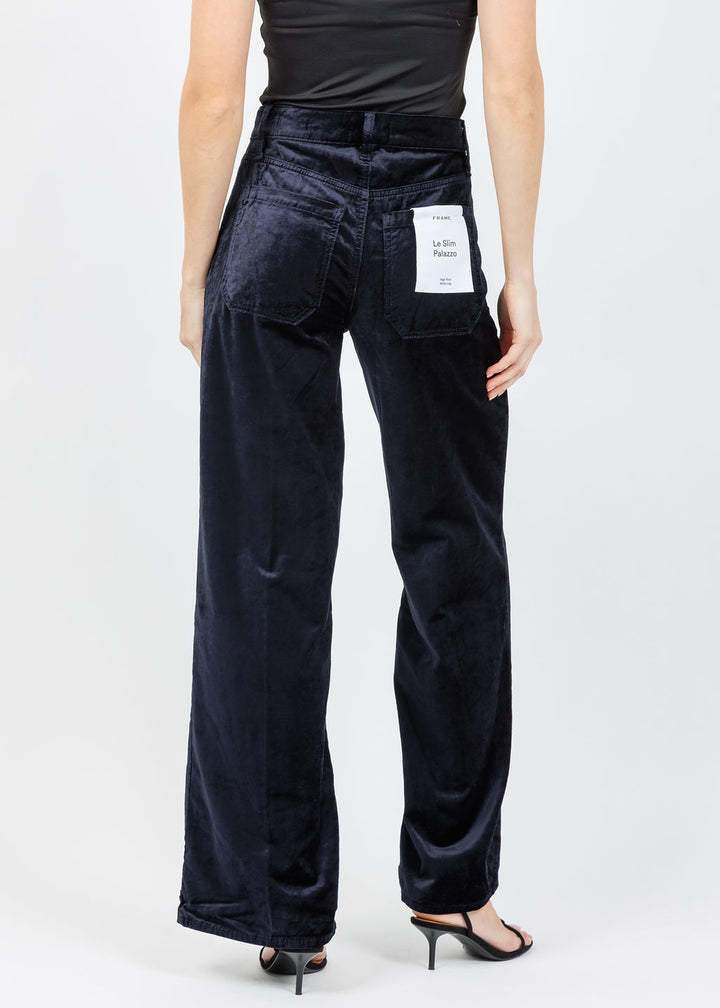 Frame Le Slim Palazzo Modernist Pocket Jeans in Navy Velvet available at Barbara Katz