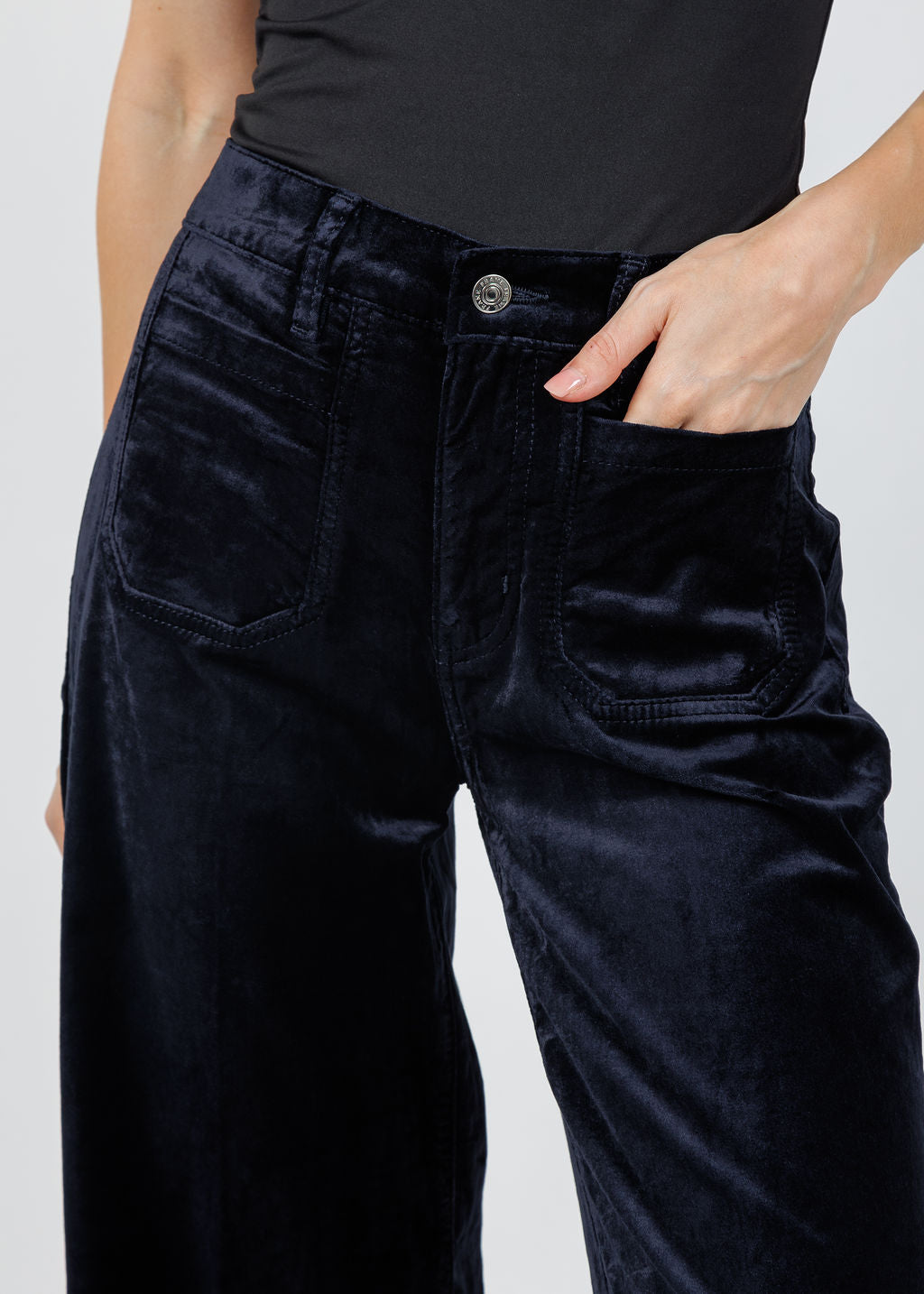 Frame Le Slim Palazzo Modernist Pocket Jeans in Navy Velvet available at Barbara Katz