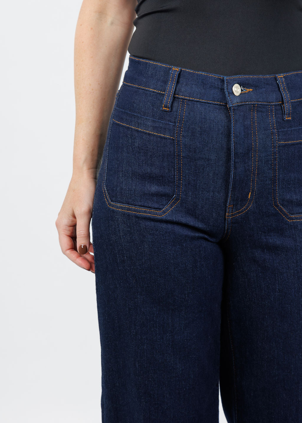 Frame Le Slim Palazzo Modernist Pocket Jeans in Rinse available at Barbara Katz