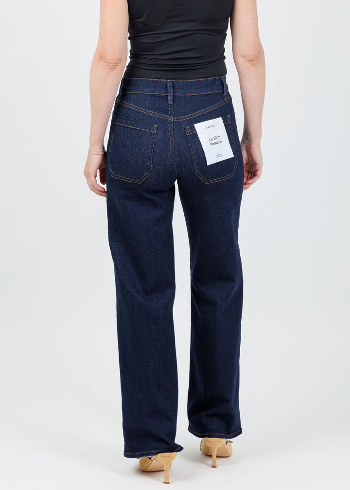 Frame Le Slim Palazzo Modernist Pocket Jeans in Rinse available at Barbara Katz