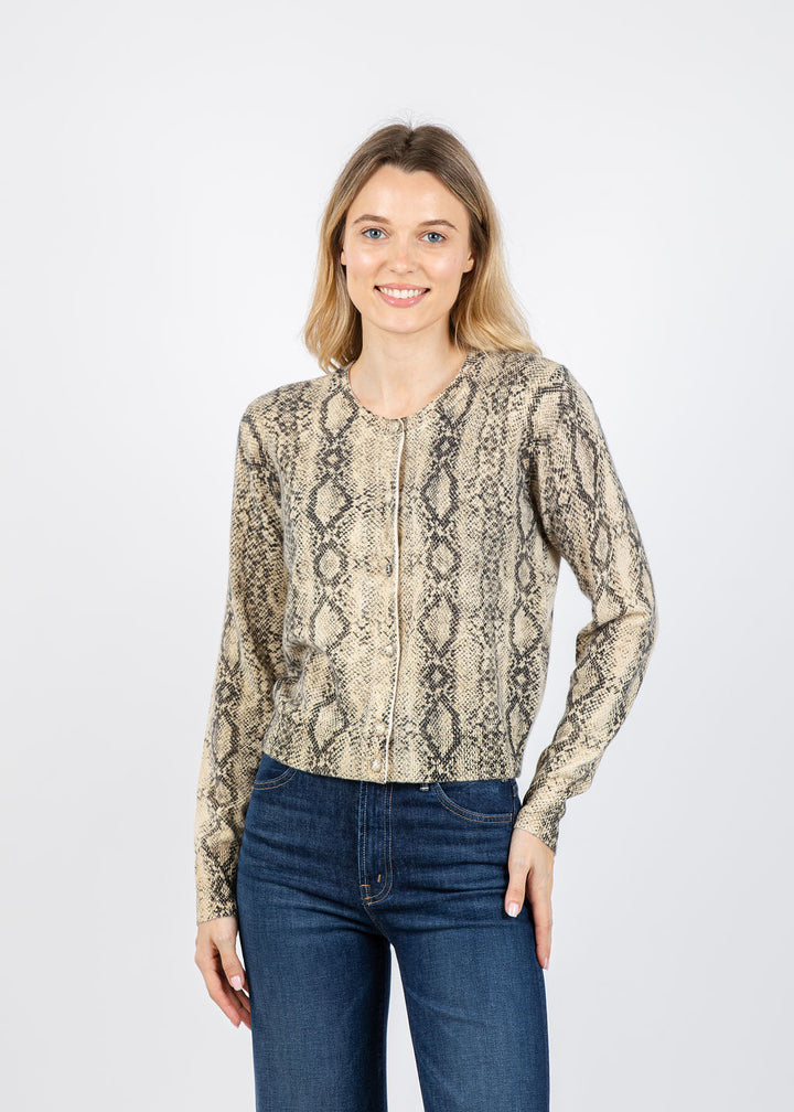 Frame The Cashmere Snake Cardigan in Camel Multi available at Barbara Katz