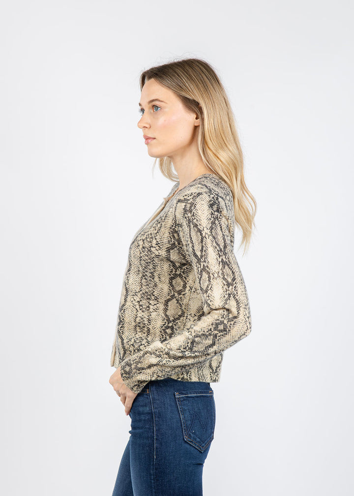 Frame The Cashmere Snake Cardigan in Camel Multi available at Barbara Katz